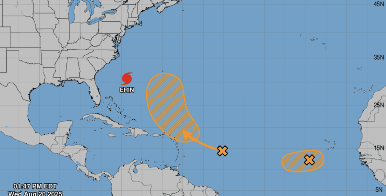 Tropical Outlook: Hurricane Erin Monitored Off U.S. East Coast With Two More Disturbances in Atlantic